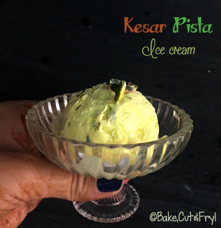 Kesar Pista Ice cream | Homemade Ice cream. Recipe | Bake Cut & Fry!